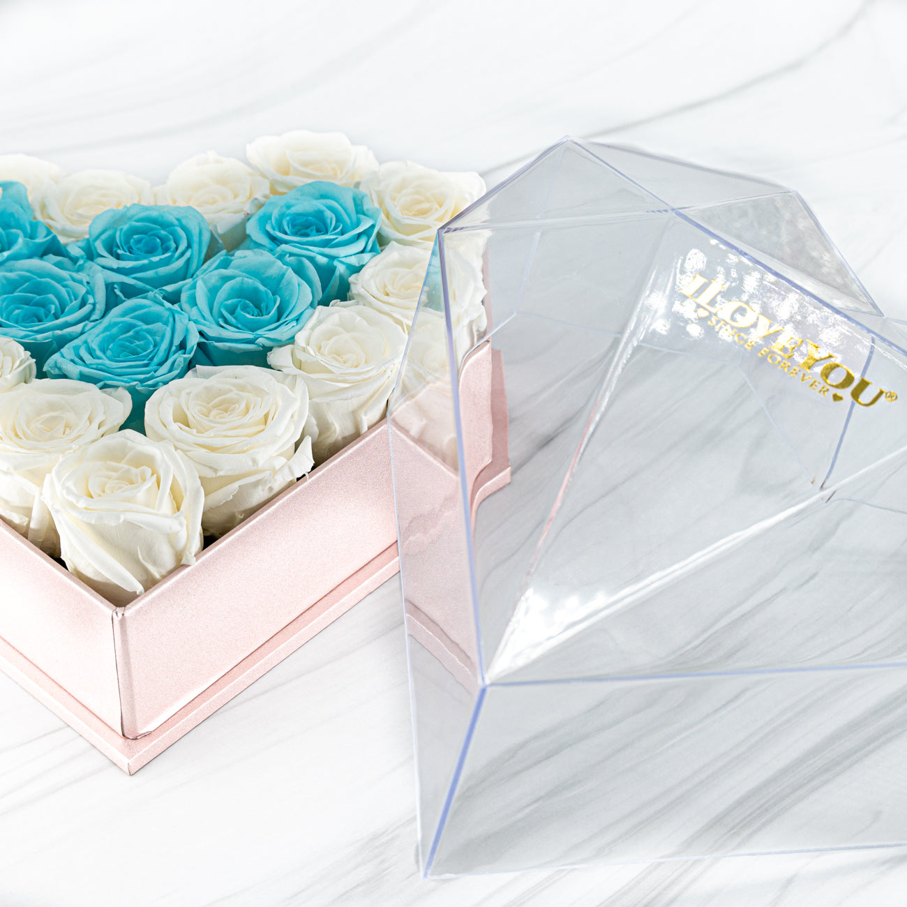 Pink "Love" Box - Tiffany Blue and White