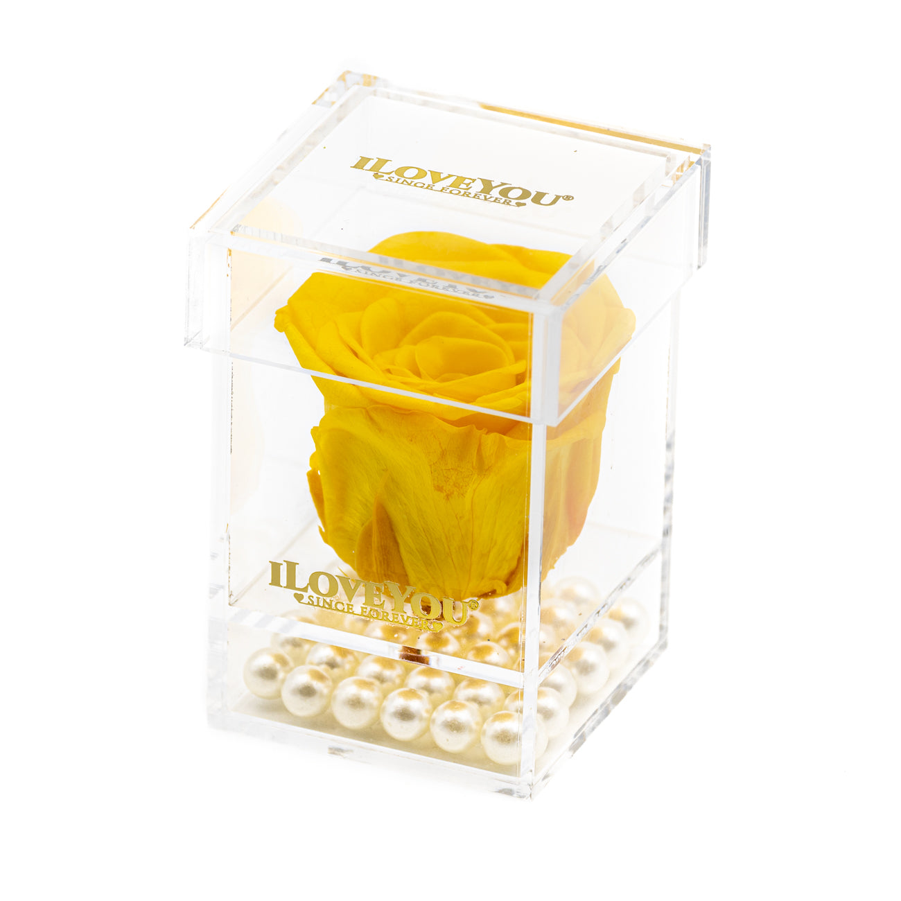 Petite Square Rose Jewel Box - Yellow