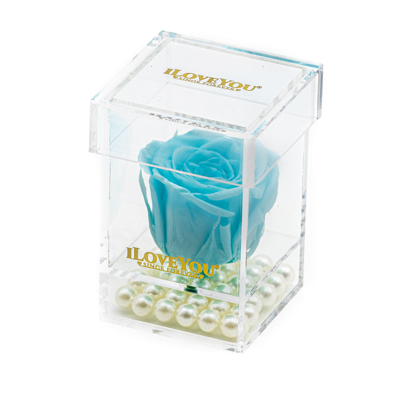 Petite Square Rose Jewel Box - Tiffany Blue