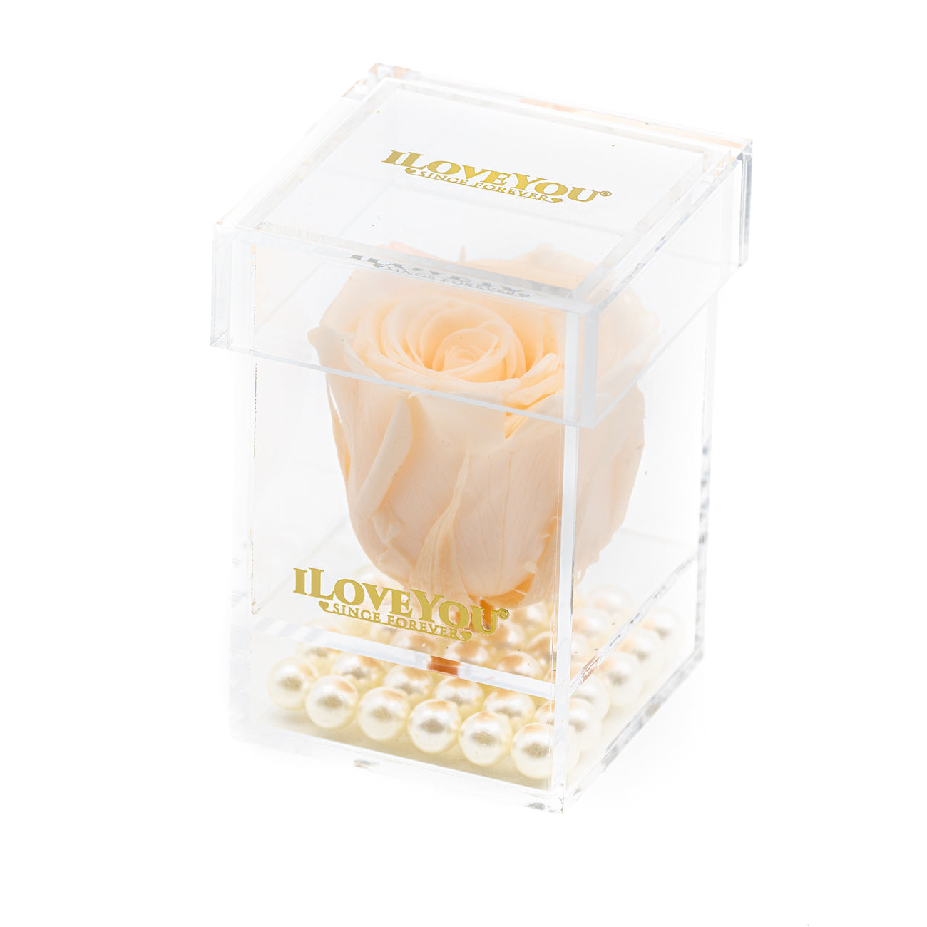 Petite Square Rose Jewel Box - Champagne