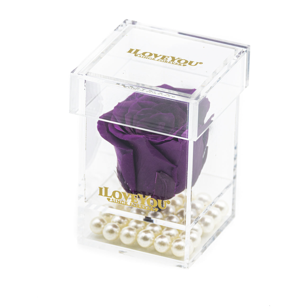 Petite Square Rose Jewel Box - Violet