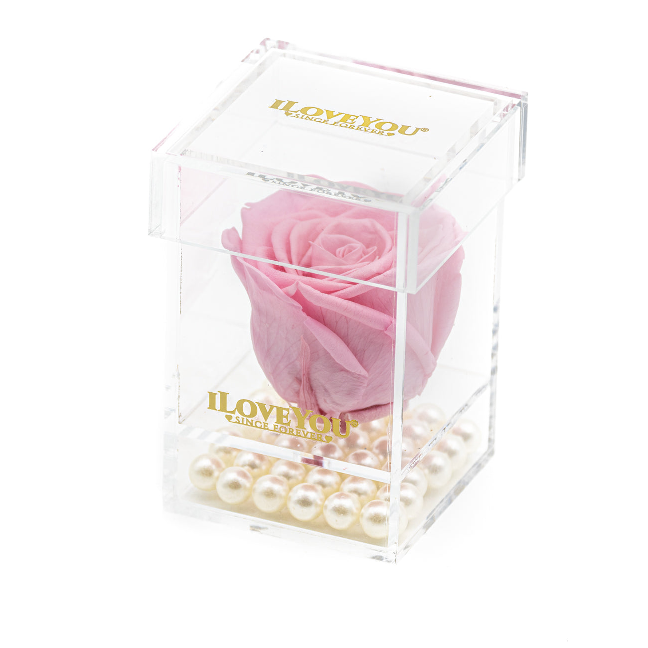 Petite Square Rose Jewel Box - Pink