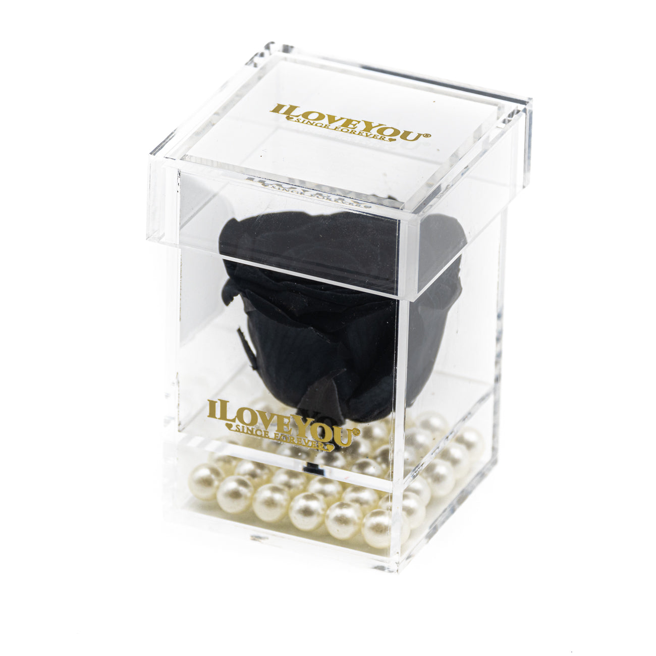 Petite Square Rose Jewel Box - Black