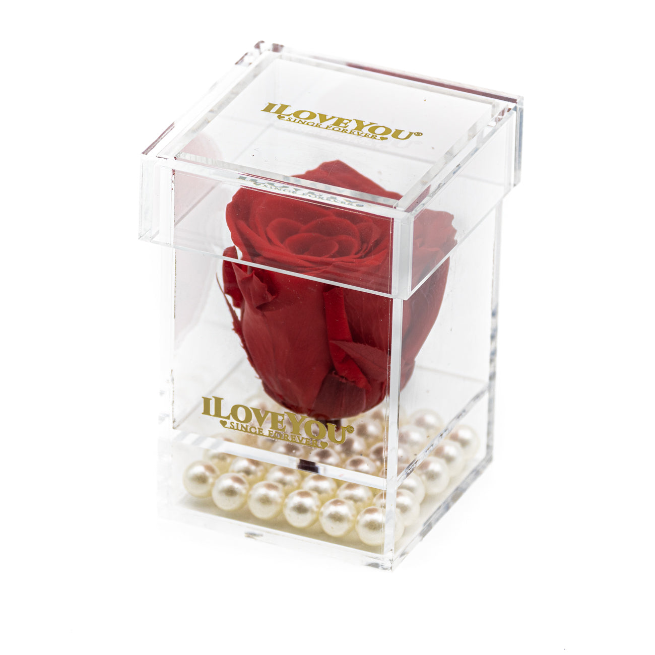 Petite Square Rose Jewel Box - Red