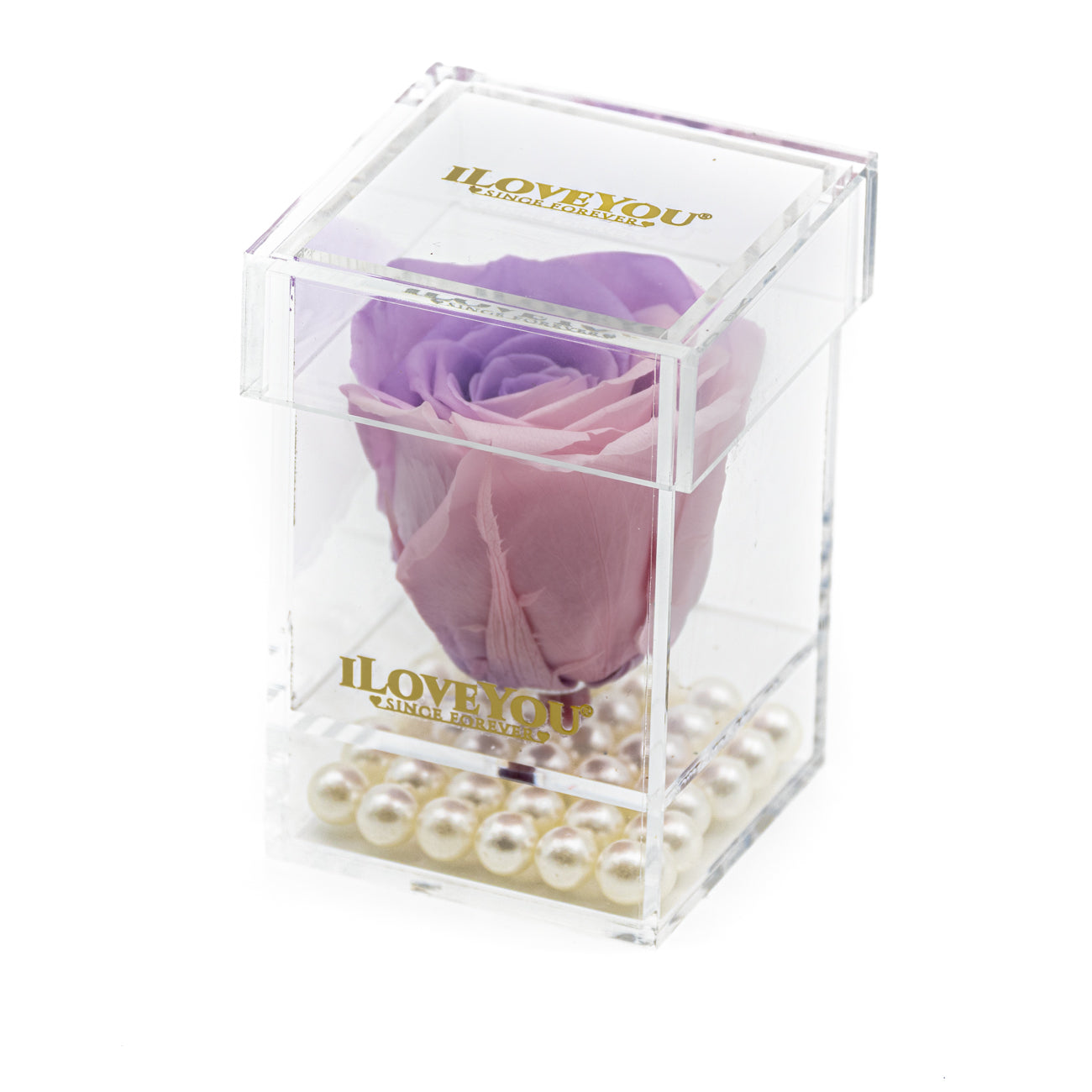 Petite Square Rose Jewel Box - Pink and Lavender