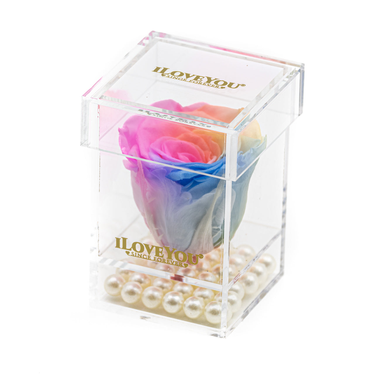 Petite Square Rose Jewel Box - Rainbow