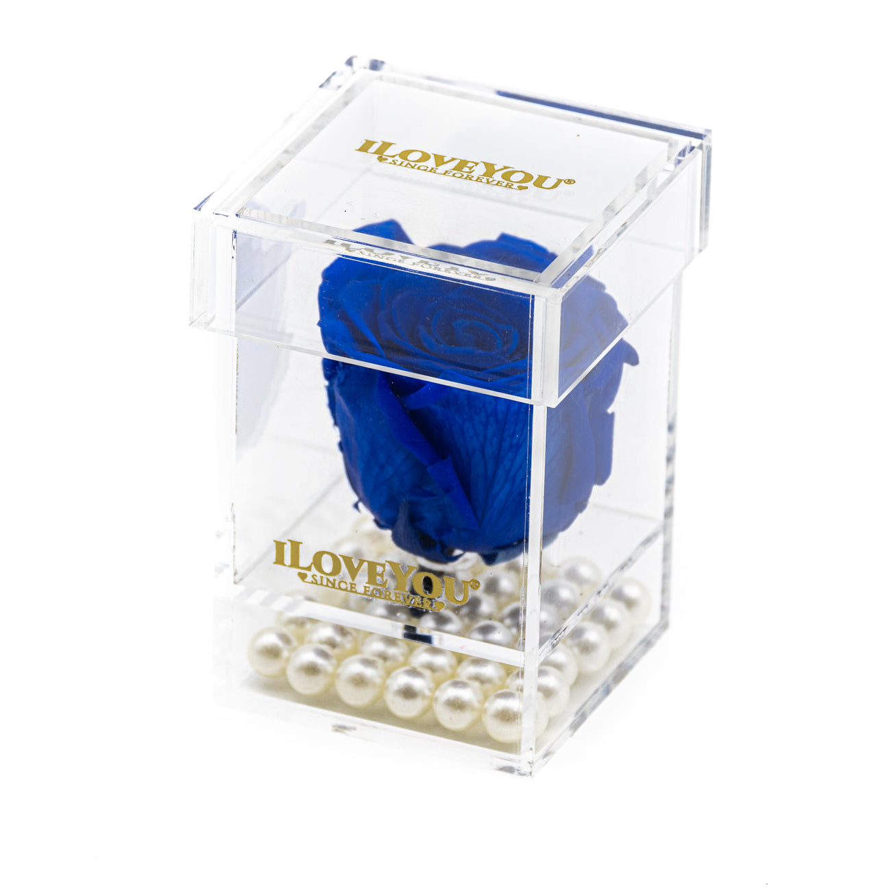 Petite Square Rose Jewel Box - Royal Blue