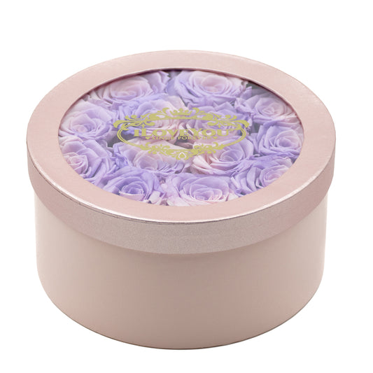 Pink Sparkling Medium Round Shadow Box - Pink and Lavender